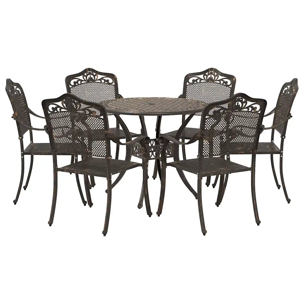 Set da Pranzo per Giardino 7 pcs Bronzo Alluminio 3334704