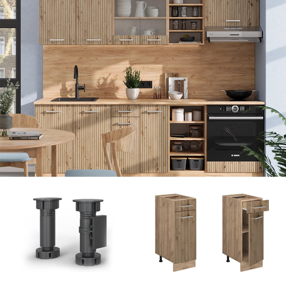 Vicco Mobiletto base per cucina Rovere artigianale 30 cm , PL Rovere