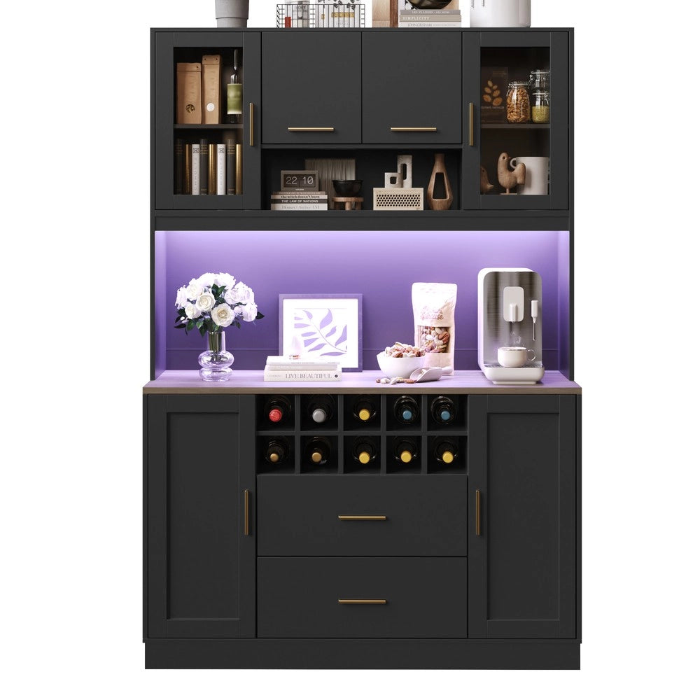 Mobile a Ante e Cassetti ¨C Minimal ¨C Bianco e Nero 120x36,3x180 cm con Led e Prese