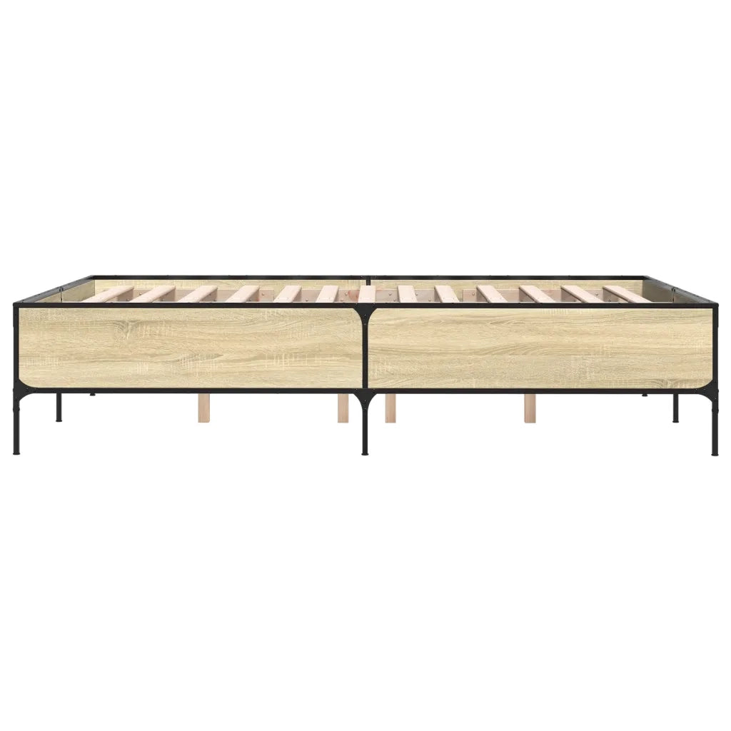 Giroletto-Struttura Letto Rovere Sonoma 135x190 cm in Legno Multistrato Metallo 174616