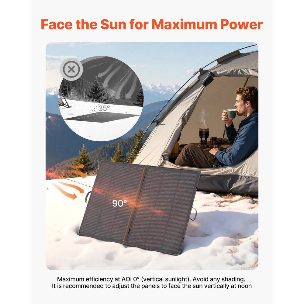Foldable 200W Solar Panel, Portable Monocrystalline Solar Module With 30A PWM Controller, MC4 Output & Frame, 23% High Efficiency, IP67 Waterproof For Camping, Hiking & RV Travel