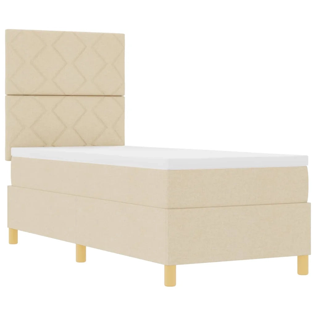 Letto a Sorgente LED con materasso Crema 80 x 200 cm Tessuto