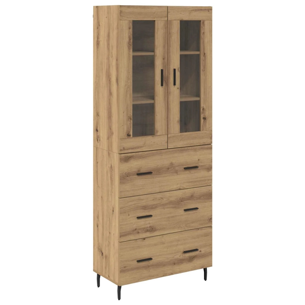 Credenza 2 pz-Set di 2 Buffet-Armadio da cucina Rovere artigianale Legno Stratificato e Vetro 763634