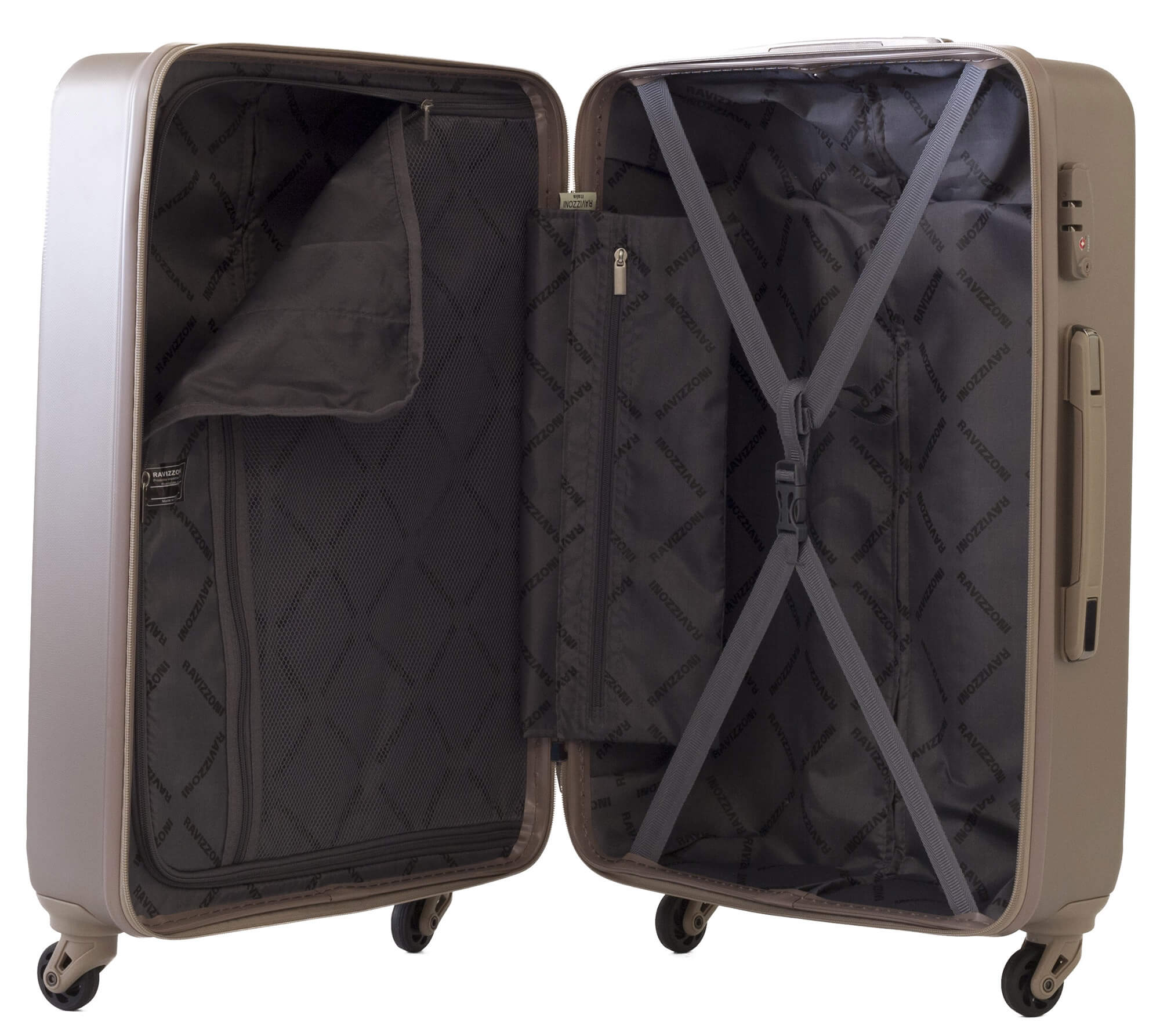 Set 3 Valigie Trolley Rigide in ABS 4 Ruote TSA Ravizzoni Long Island Beige