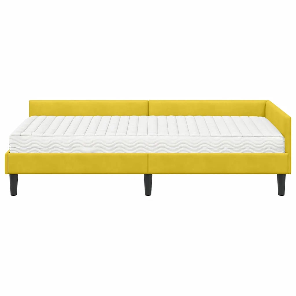Struttura Letto Angolare con Materasso 2 pz-Giroletto con materasso Giallo Velluto 729991