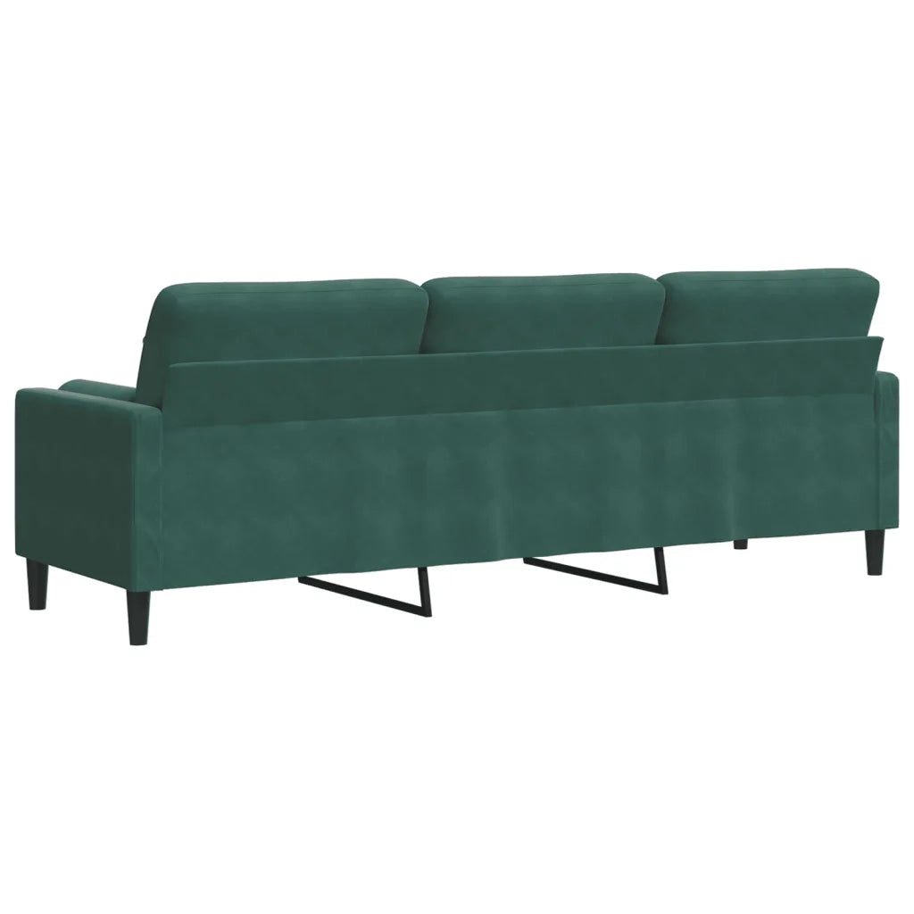 Divano a 3 Posti con Cuscini-Sofa 3 Posti con Cuscini Verde Scuro 210 cm in Velluto
