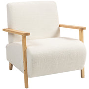 Poltrona Relax in Tessuto con Braccioli e Gambe in Legno ¨C Zephmum ¨C Crema