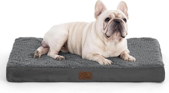 Cuscino ortopedico per cani piccoli 76 x 51 x 76 cm - Piuma per cani con coperta lavabile grigia scura
