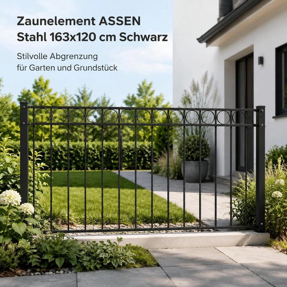 Steel Fence Panel 1.7x1.2 M Black