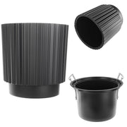 Vaso da fiori KADAX da 40 cm con coperchio e inserto, vaso da fiori in plastica nera