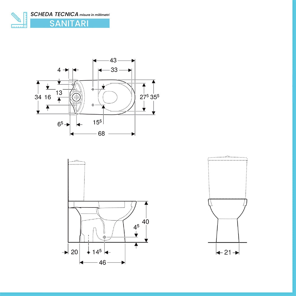 Vaso monoblocco con scarico a terra e copriwc Selnova Geberit