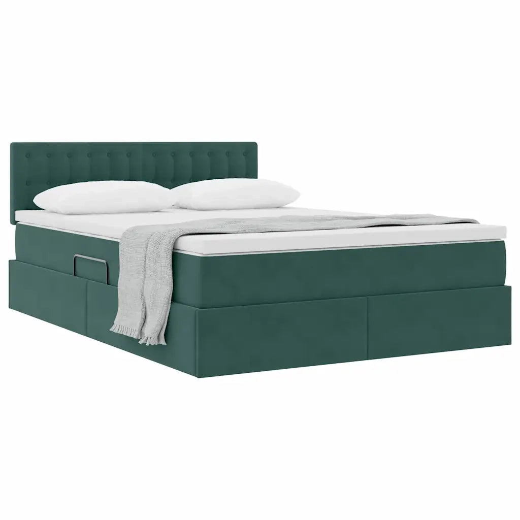 Letto con Contenitore Verde Scuro 140 x 200 cm Velluto 3370884