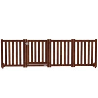 Barriera di Sicurezza per Cani per Scale e Porte Design Pieghevole e Supporto a Piedi 205x30x60 cm Marrone