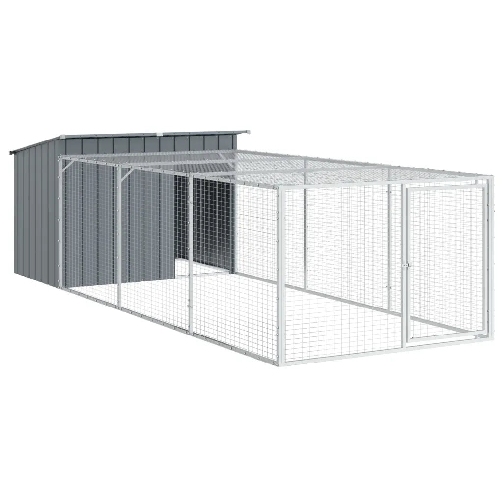 Casetta Cani con Corsa Antracite 153x396x110 cm Acciaio Zincatocod mxl 116348