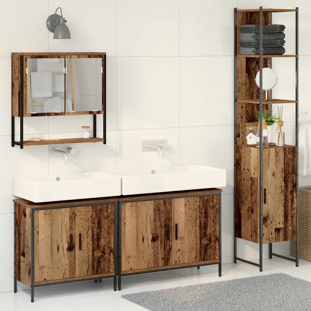 Set di mobili per il bagno 4 pcs Marrone Legno multistrato 3334415