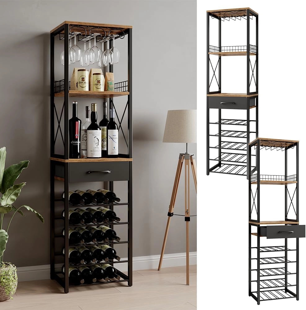 Portabottiglie Porto, Rovere rustico, 40 x 147.5 cm con cassetto, combinabile con la serie Porto per una conservazione flessibile delle bottiglie di vino