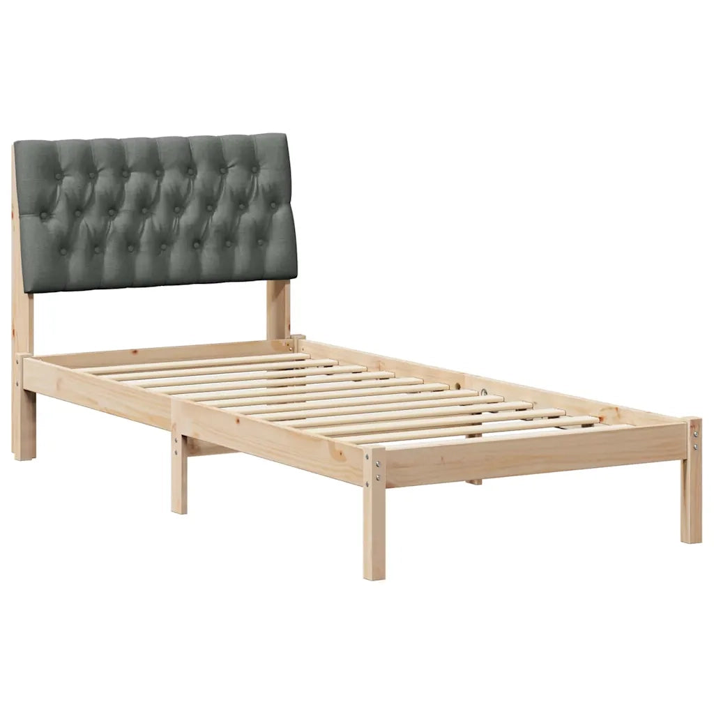 Letto con Testiera Rivestita-Struttura Letto con Testiera Marrone 90 x 190 cm 714948