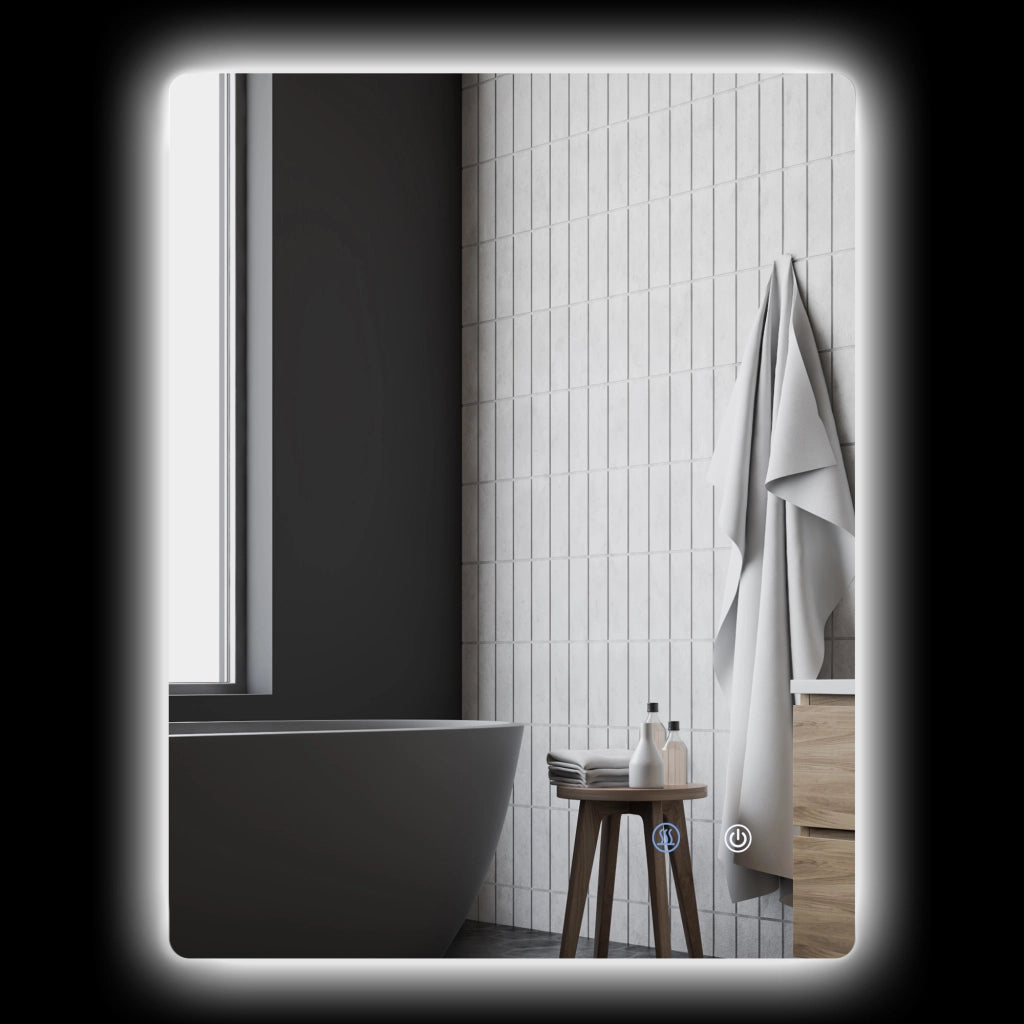 Specchio da bagno LED rettangolare sospeso ¨C zephmum ¨C 80x60 cm bianco luminosita' regolabile