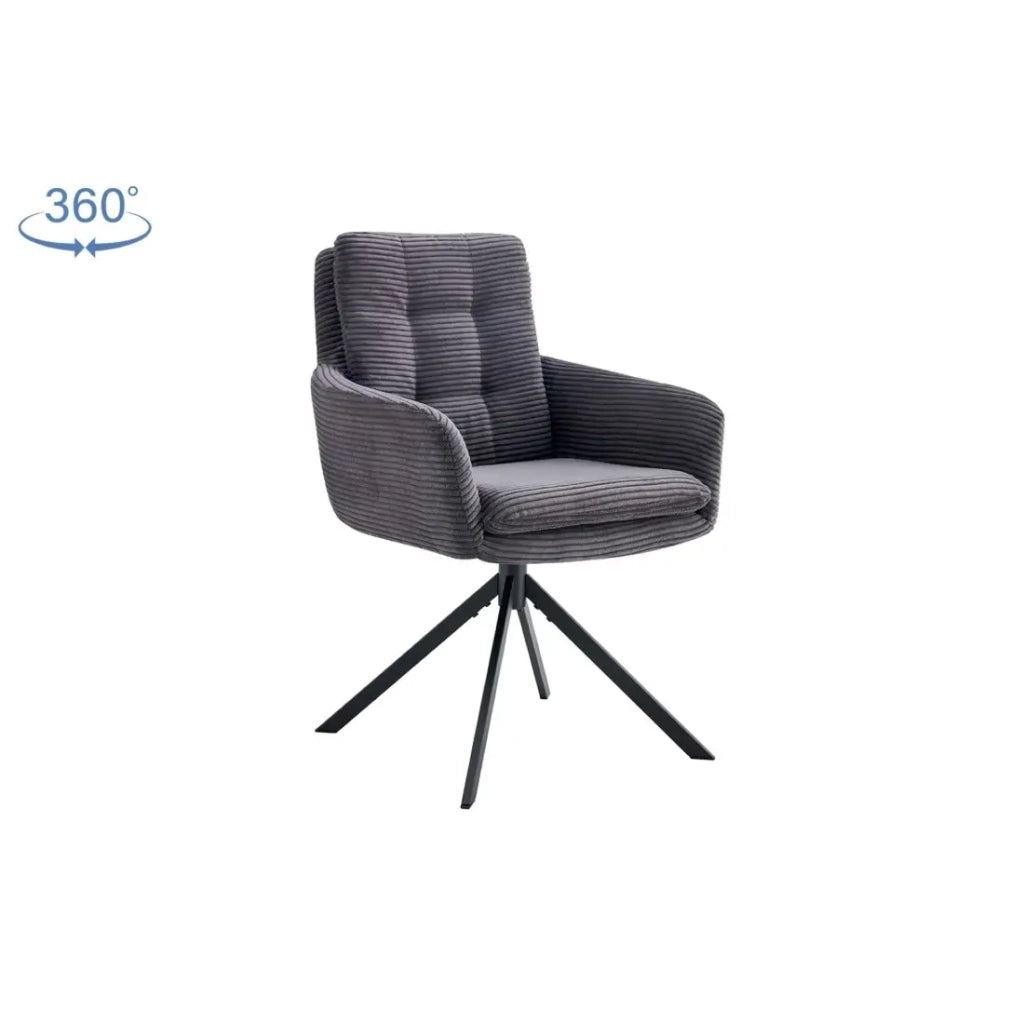 Set di 2 poltrone KAVIRA – Velluto a coste grigio – Piedi in metallo – Con braccioli – Design accogliente ed elegante
