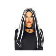 Trade Shop - Capelli Bianchi Neri Lisci Parrucca Travestimento Festa Carnevale Halloween -