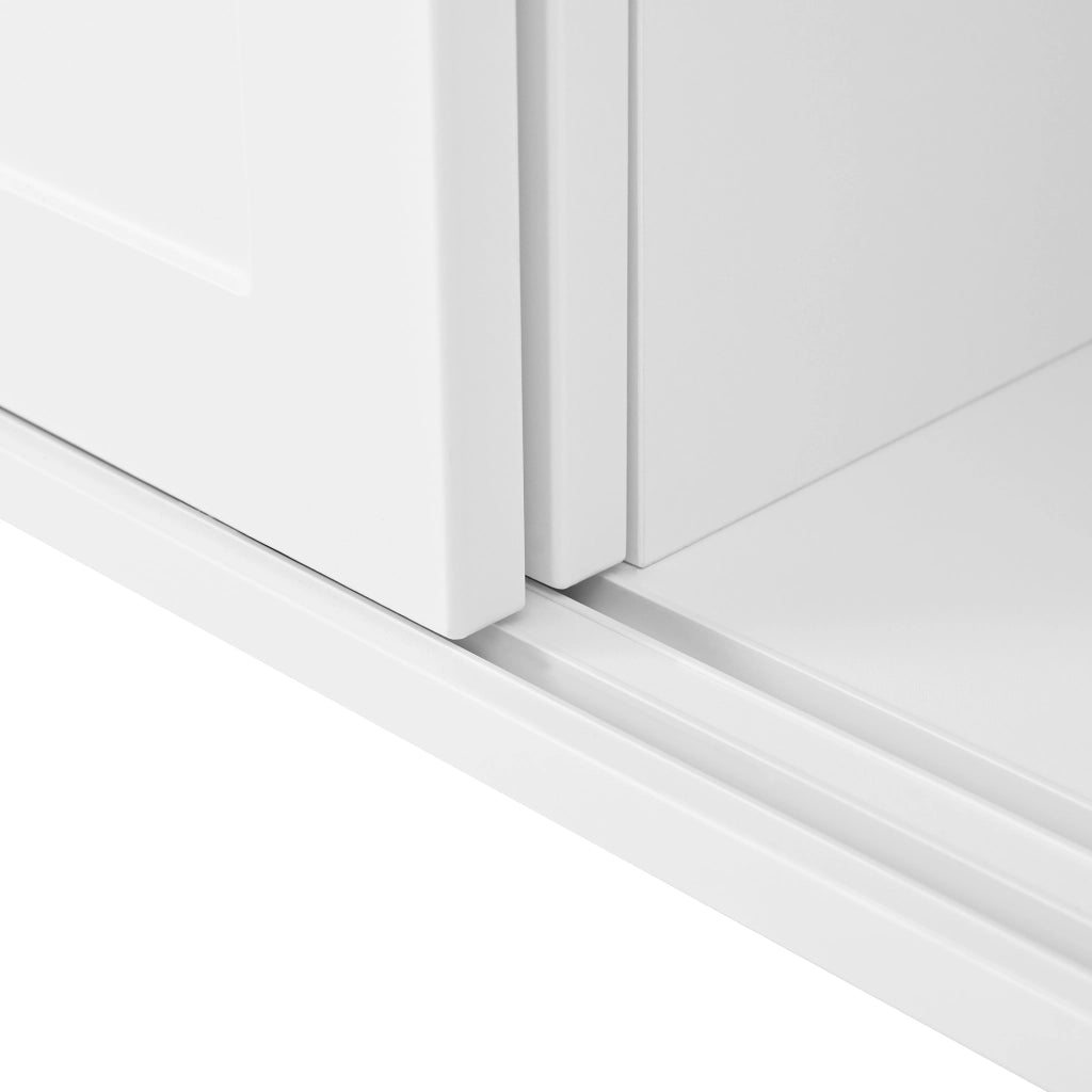 Mobile ingresso con ante e ripiani; in pannello truciolare; 121×35×49 cm; bianco