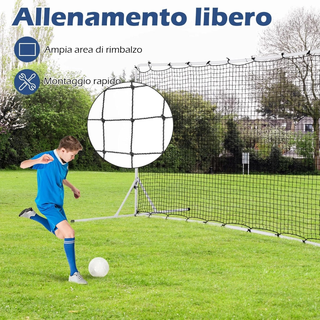 Porta da Calcio Rimbalzanti 372,5 x 182,5 CM, Set di Attrezzature da Calcio con Rete Resistente alle Intemperie, Borsa e 6 Picchetti per Terreno, Cortile e Parco