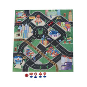 Trade Shop - Tappeto Disegno Città Pista 80x70cm Playmat Kids Con Accessori Arredo Cameretta -