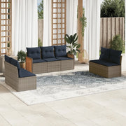 Set Divani da Giardino 7 pz con Cuscini Grigio in Polyrattan 3227559