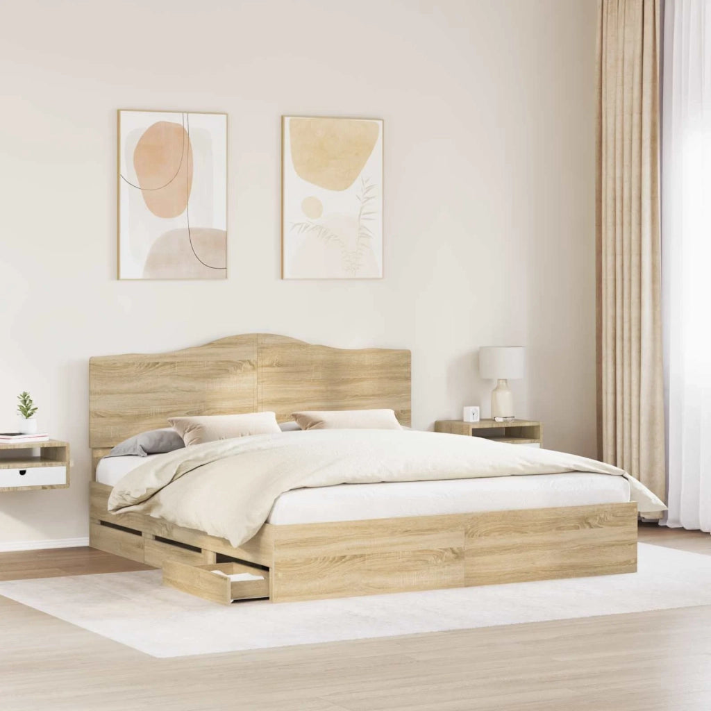 Struttura del letto con cassetto Rovere Sonoma 200 x 200 cm 3413382