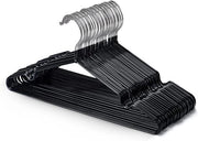 20 Hanger organizzatore in metallo con rivestimento in gomma - Resistente - Organizzatore di abbigliamento spazievitore (Nero)