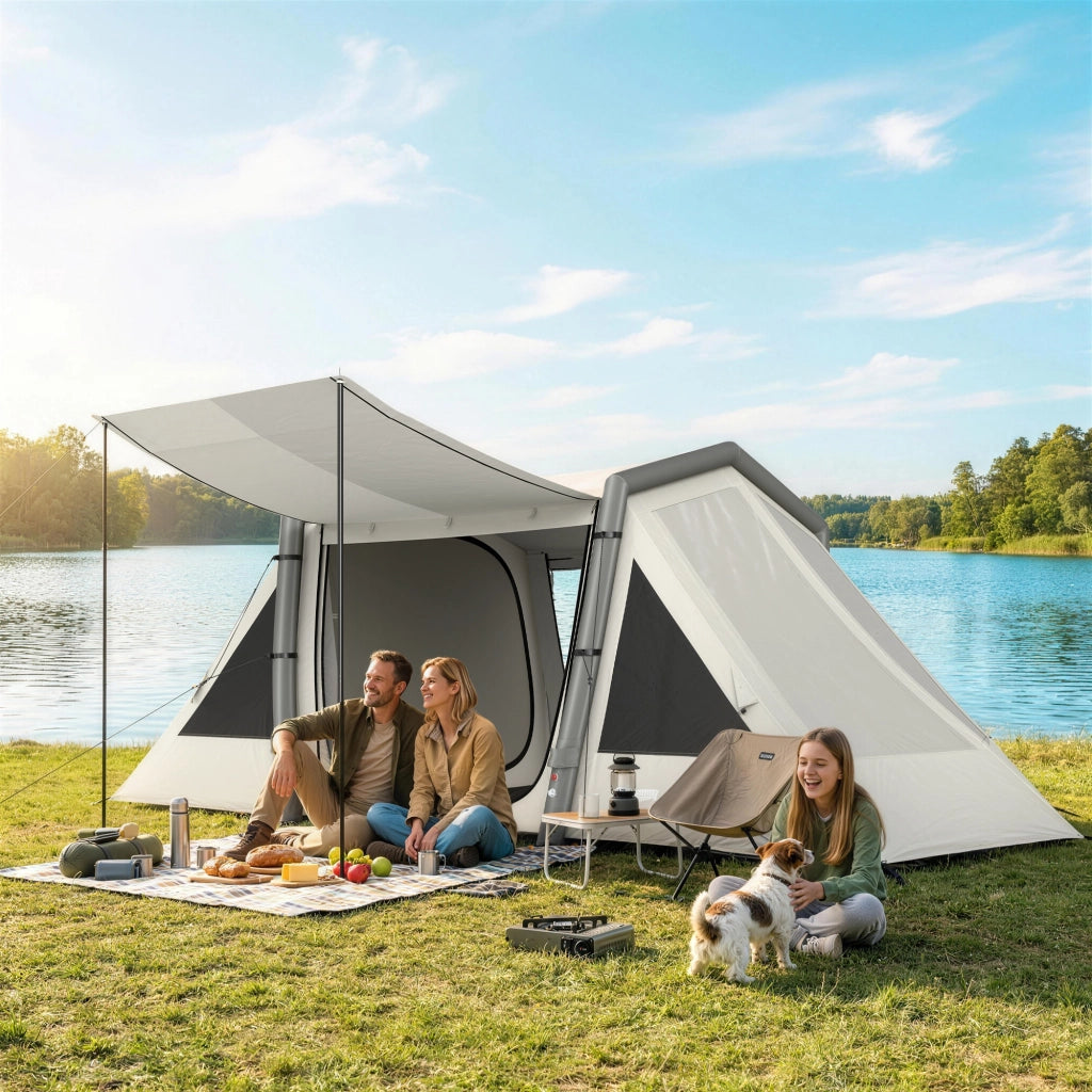 Tenda Gonfiabile 4 Persone con 2 Camere e Anticamera ¨C zephmum ¨C Verde
