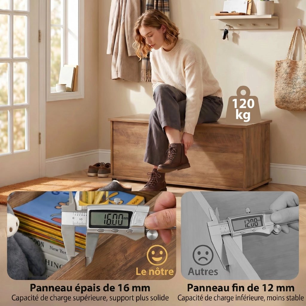 Panca contenitore con coperchio ribaltabile ¨C Xylo ¨C Marrone 100x40x40 cm