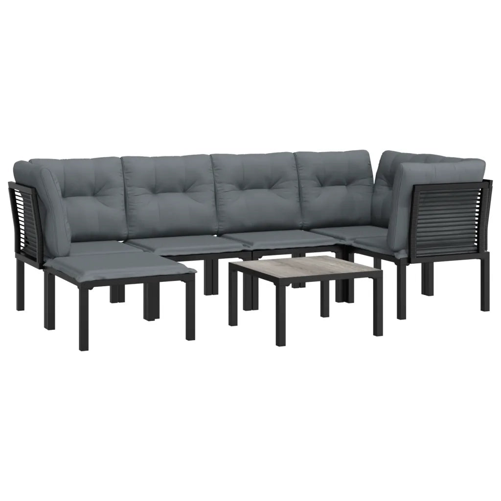 Set Salotto da Giardino 7 pz Nero e Grigio in Polyrattancod mxl 124642