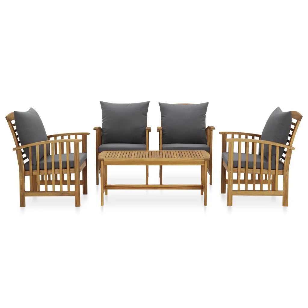 Set Divani da Giardino 5 pz con Cuscini in Massello di Acacia cod mxl 50778