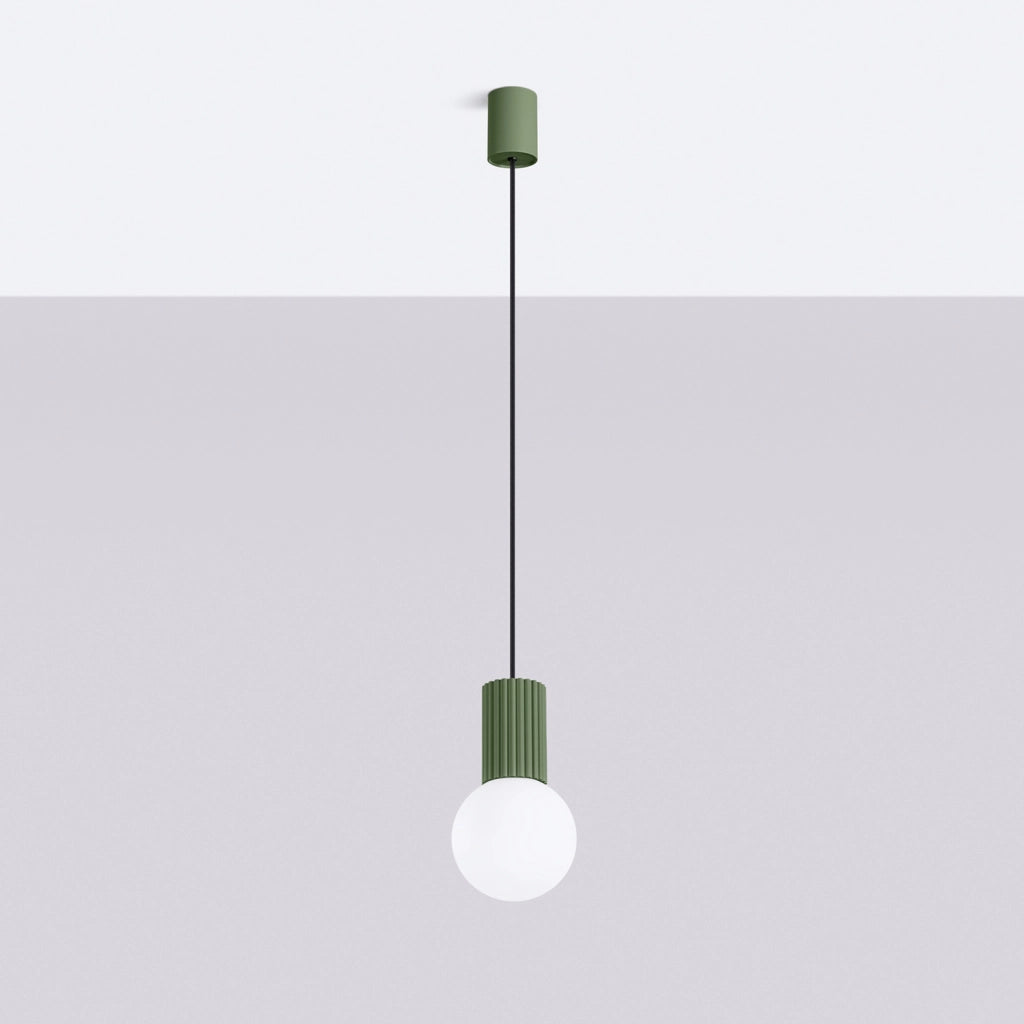 Lampada a sospensione SFERA vetro oliva sfera bianca G9