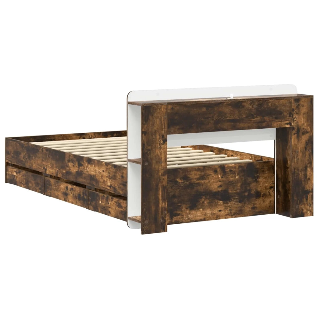 Struttura del letto con stoccaggio e testata Rovere Fumo 3433909
