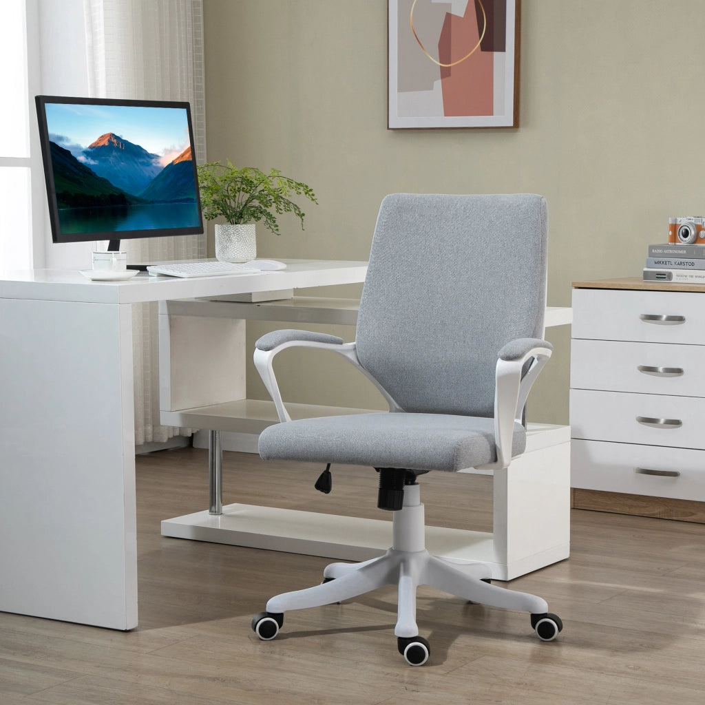 Sedia da ufficio imbottita girevole ¨C Zephmum ¨C Grigio, tessuto, altezza regolabile