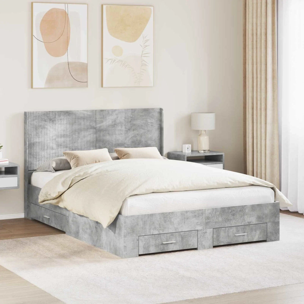 Struttura del letto con stoccaggio e testata Grigio Cemento 3414120