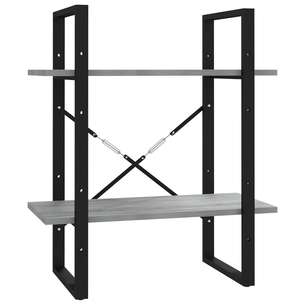 Libreria a 2 Ripiani-Scaffale per Libri-Mobile di Stoccaggio Grigio Sonoma 60x30x70cm Legno Multistrato