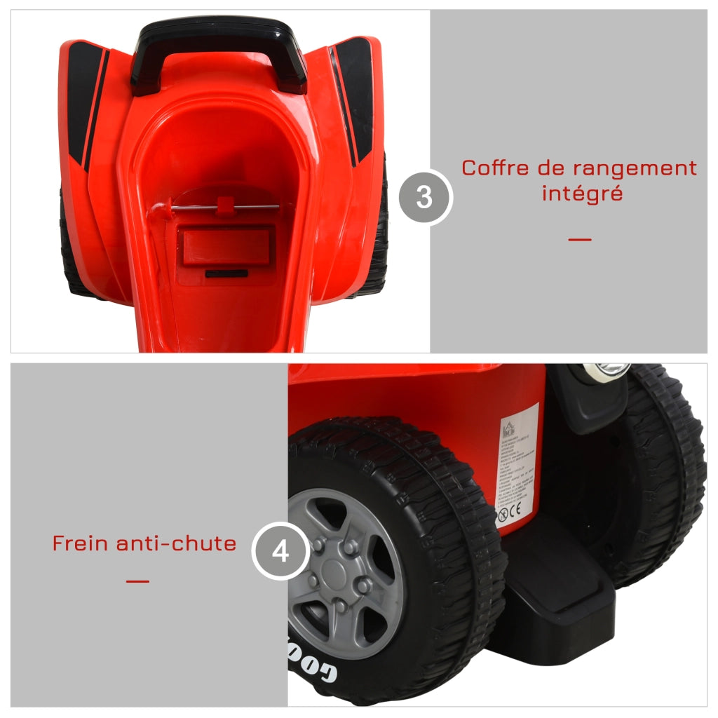 Portagiochi Quad Bambini 18-36 Mesi con Luci e Suoni ¨C ZephMum ¨C Rosso Nero 60x31x42 cm