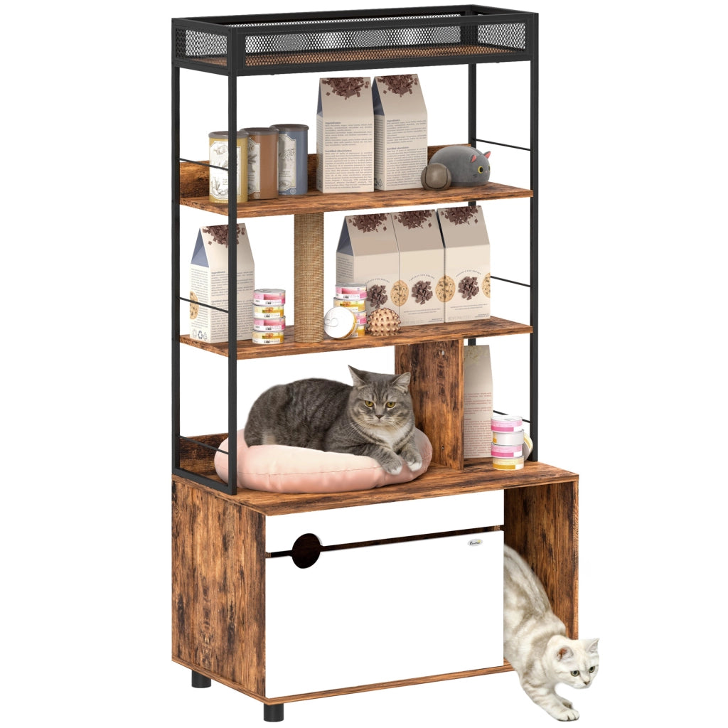 Libreria per gatti con tiragraffi e 3 livelli ¨C zephmum ¨C marrone 80x48x152 cm