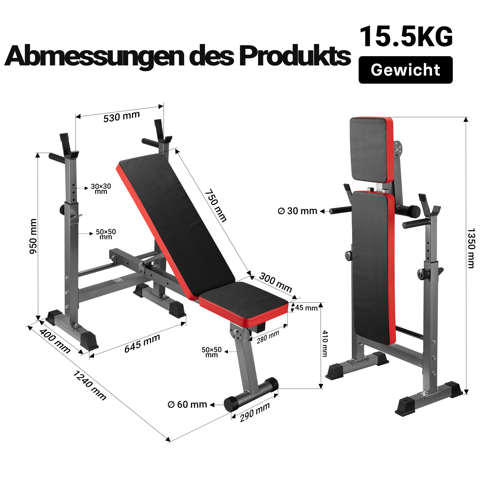 Panca per pesi pieghevole per max 230kg Panca fitness 2in1 inclinata e piana Porta bilanciere