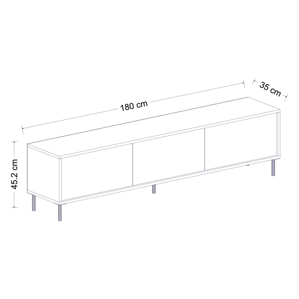 Sassello, Mobile Porta tv 3 Vani, 180x35x45h cm Beige Maro