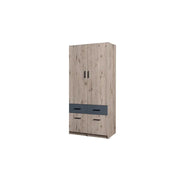 Armadio 2 porte 4 cassetti FLEX – Rovere wellington e grigio grafite – Design moderno con guardaroba