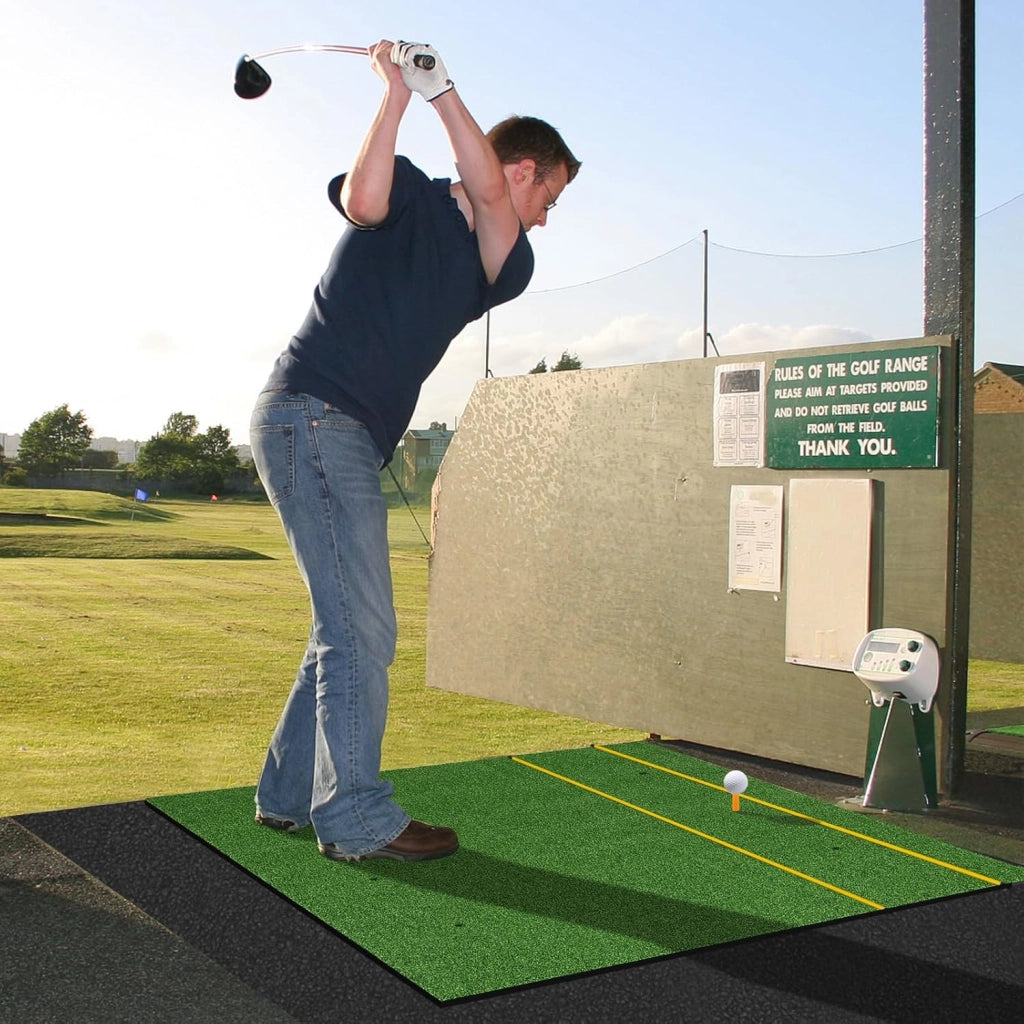 Tappetino da Allenamento Golf, Tappetino da Allenamento 3-in-1 con Erba Sintetica, 2 Punte da Golf, 2 Astine di Allineamento, Fori Preforati per le Punte, per Uomini e Donne