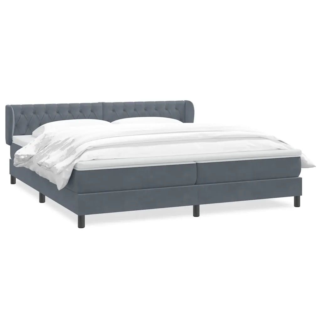 Giroletto a Molle con Materassi Grigio Scuro 180x220 cm Velluto
