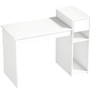 Scrivania per Studio e Scrittura 108x50x82 cm con Cassetto e Scaffali in Legno Bianco