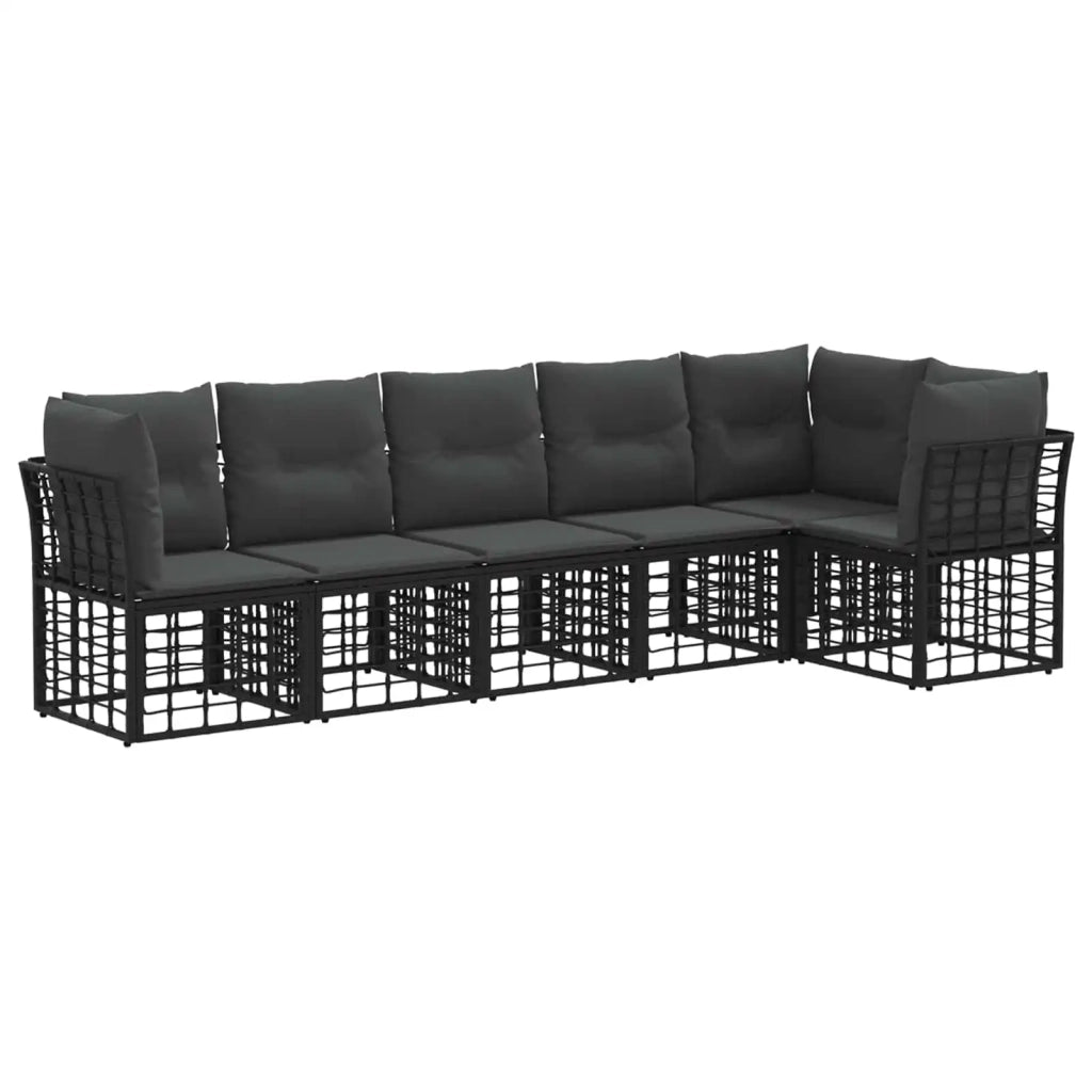 Set Divano da Giardino 6 pcs Nero polyrattan 3437471