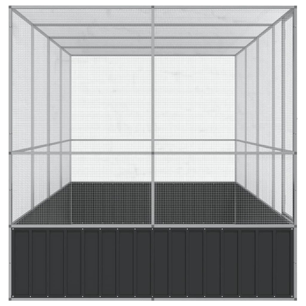 Voliera a gabbia con estensione in argento 418 x 207 x 212 cm acciaio argento 02_0045654