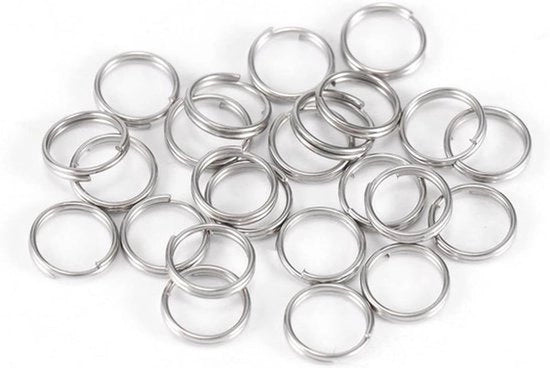 Anelli di chiave - Metallo - Argento - Fai da te - Accessori - Adatto per Chiavi e Gioielli - 200 pezzi 5 mm - Anelli di chiave rotondi